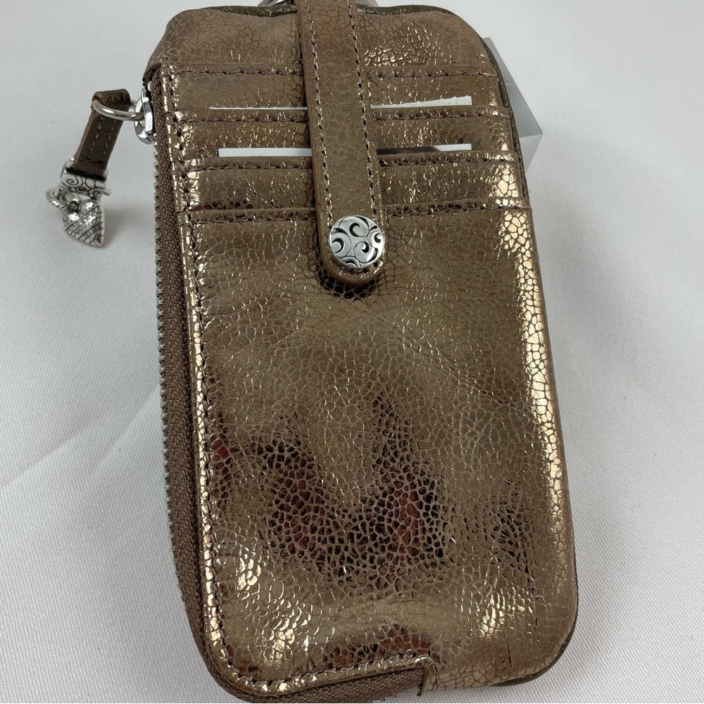 Brighton twister card, key and coin holder in a metallic bronze leather NWT